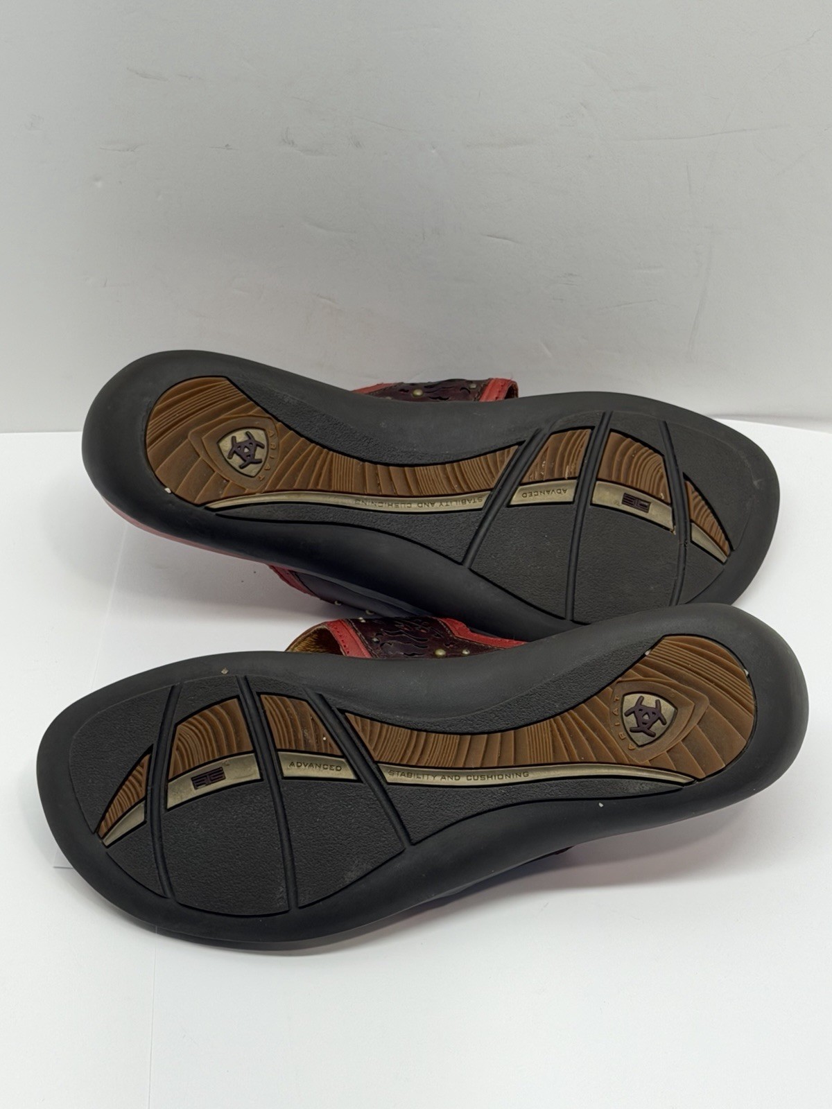 Ariat Copper Creek Boho Sandals Size 6.5 Leather Red Brown Studs Western Women’s