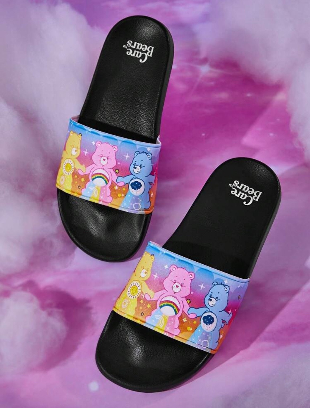 Care Bears Black Multicolor Cartoon Comfort y2k Slide Sandals Kawaii Shoes 7-9.5