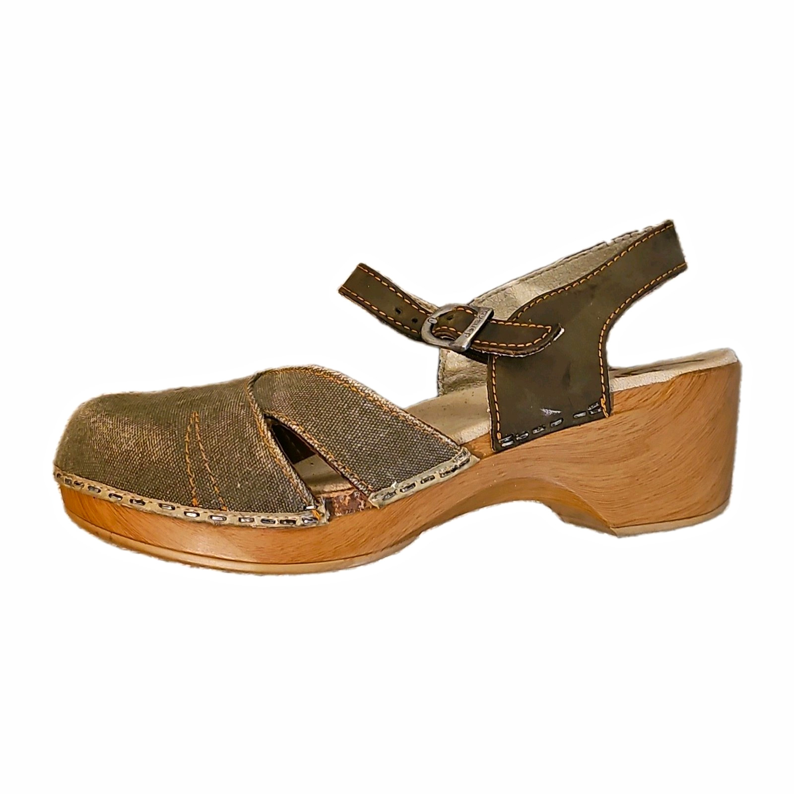 Dansko Olive Green Margreta Sandals Ankle Strap Canvas/leather Women’s 10/41