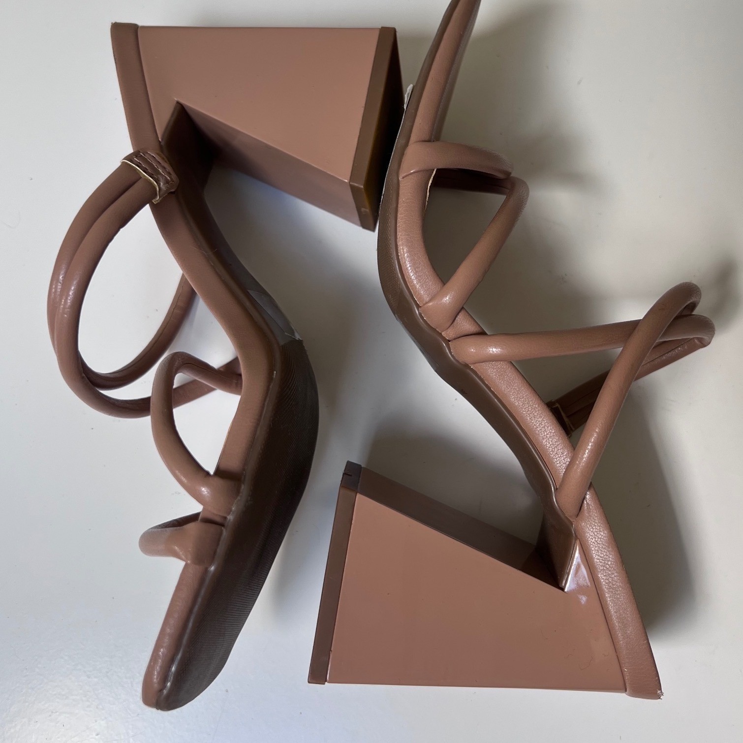 Abound Strappy Block Heel Sandals Mauve Tan Square Toe Architectural Slide 10