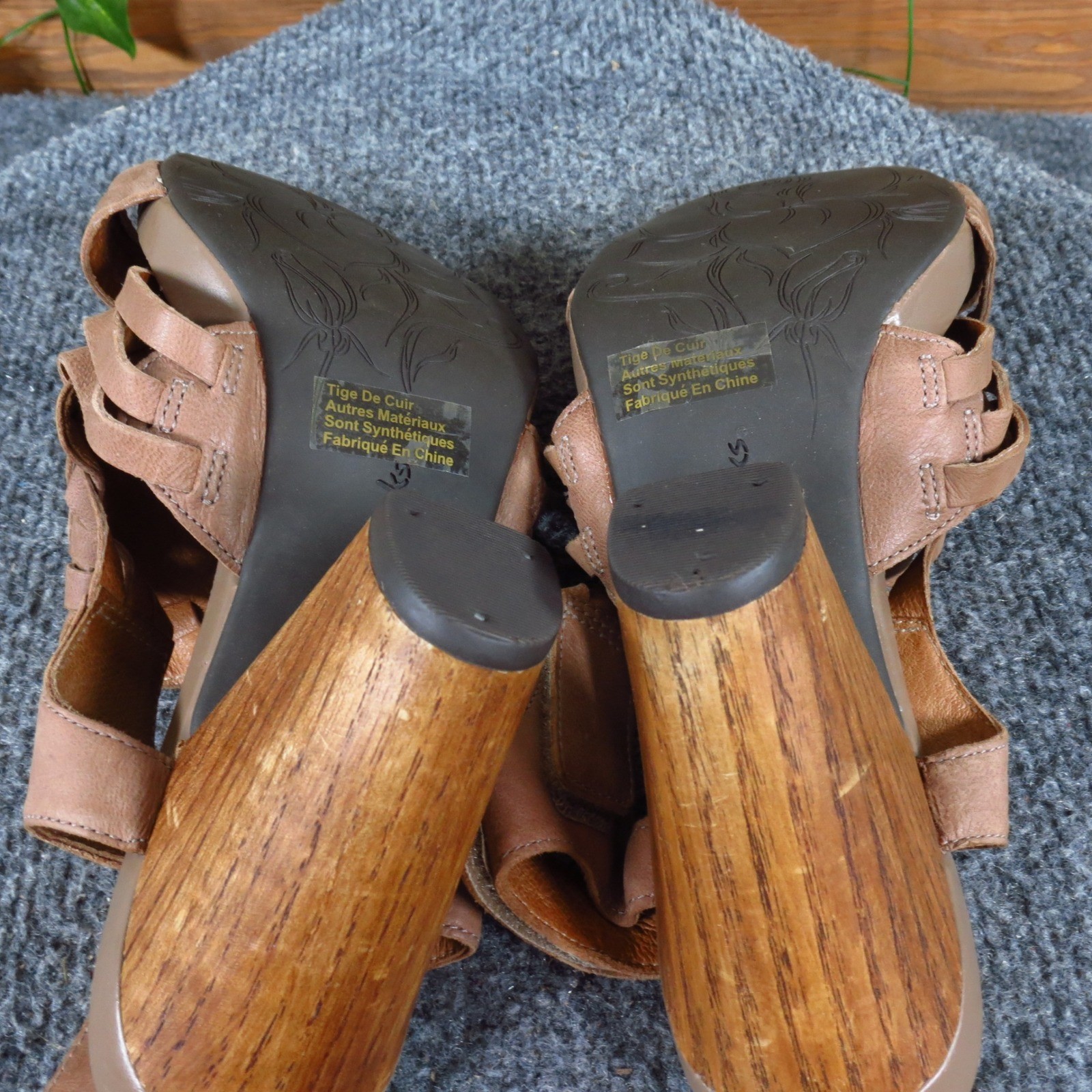 Clarks Indigo Rosa Central Women Heel Size 10 Casual Dress Tan Leather Sandals