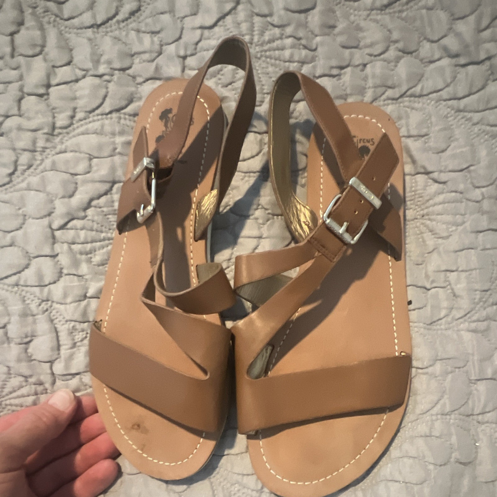 Circus by Sam Edelman Brown Strappy Faux Leather Ankle Strap Sandals 10