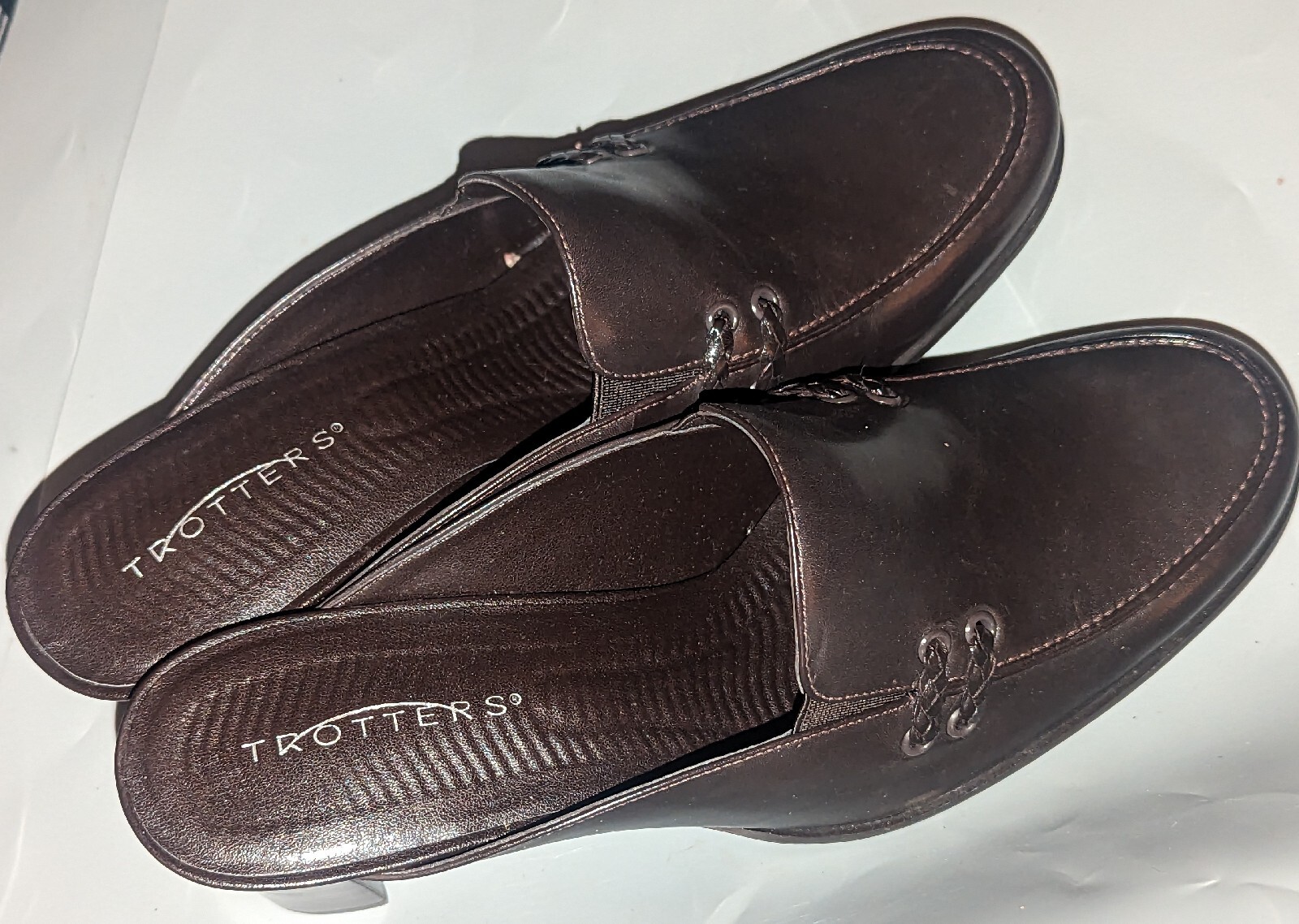 Trotters T4302 Block Heel Casual Dress Sandals Womens Size 7.5 M Brown Leather