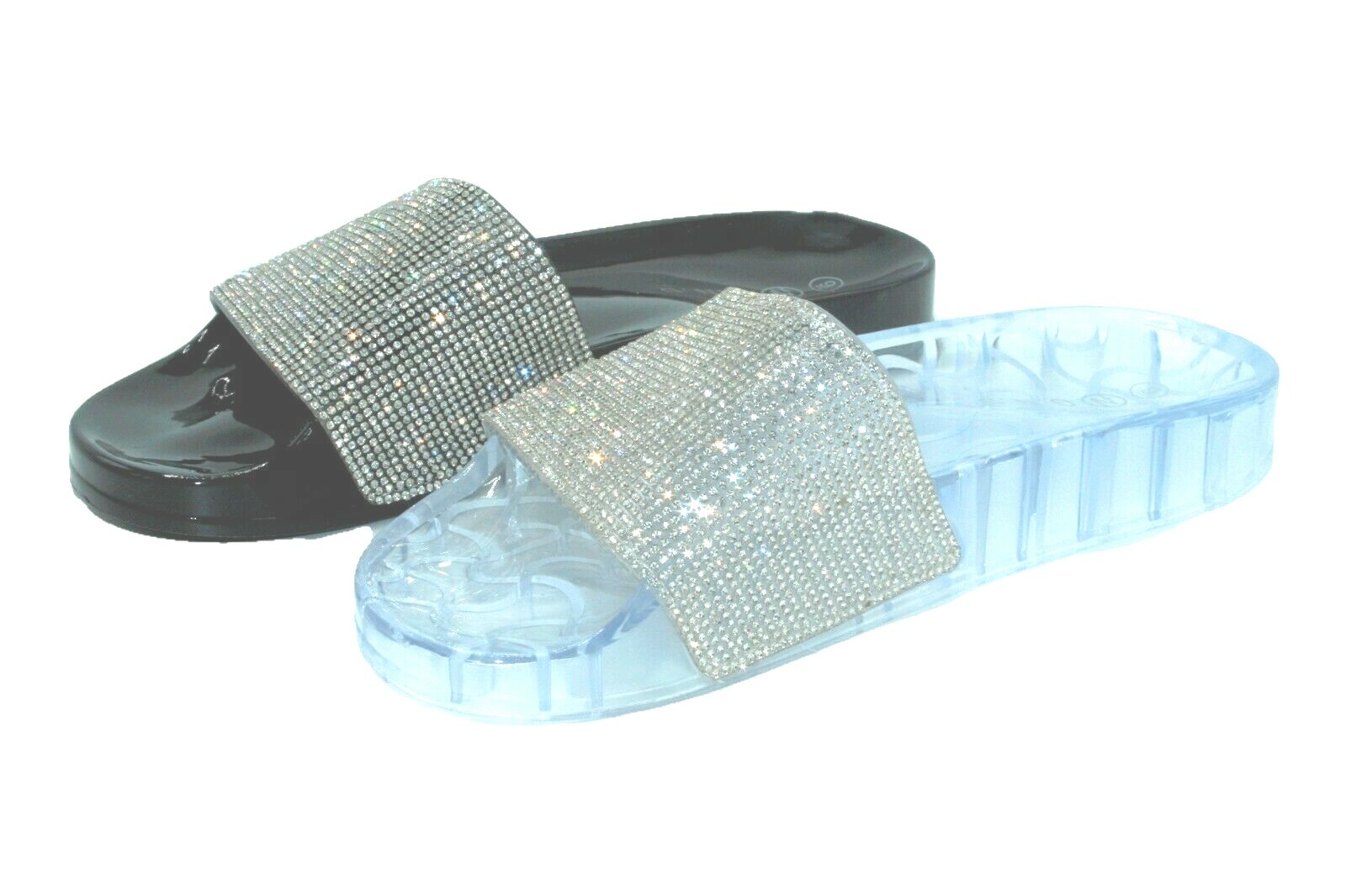 Womens Open Toes Rhinestone Upper Flip Flop Jelly Sandals 5 6 7 8 9 10 11
