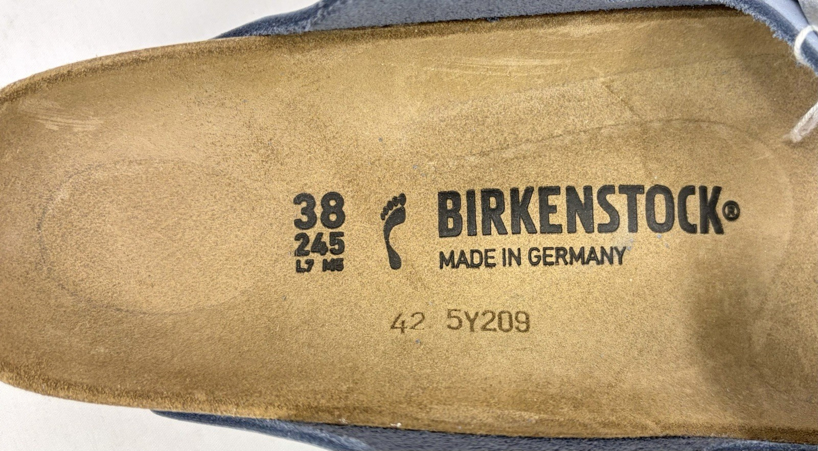 Birkenstock Arizona BS Nubuck Leather Sandal Shoes Stone Blue Women 7/Men 5 NIB