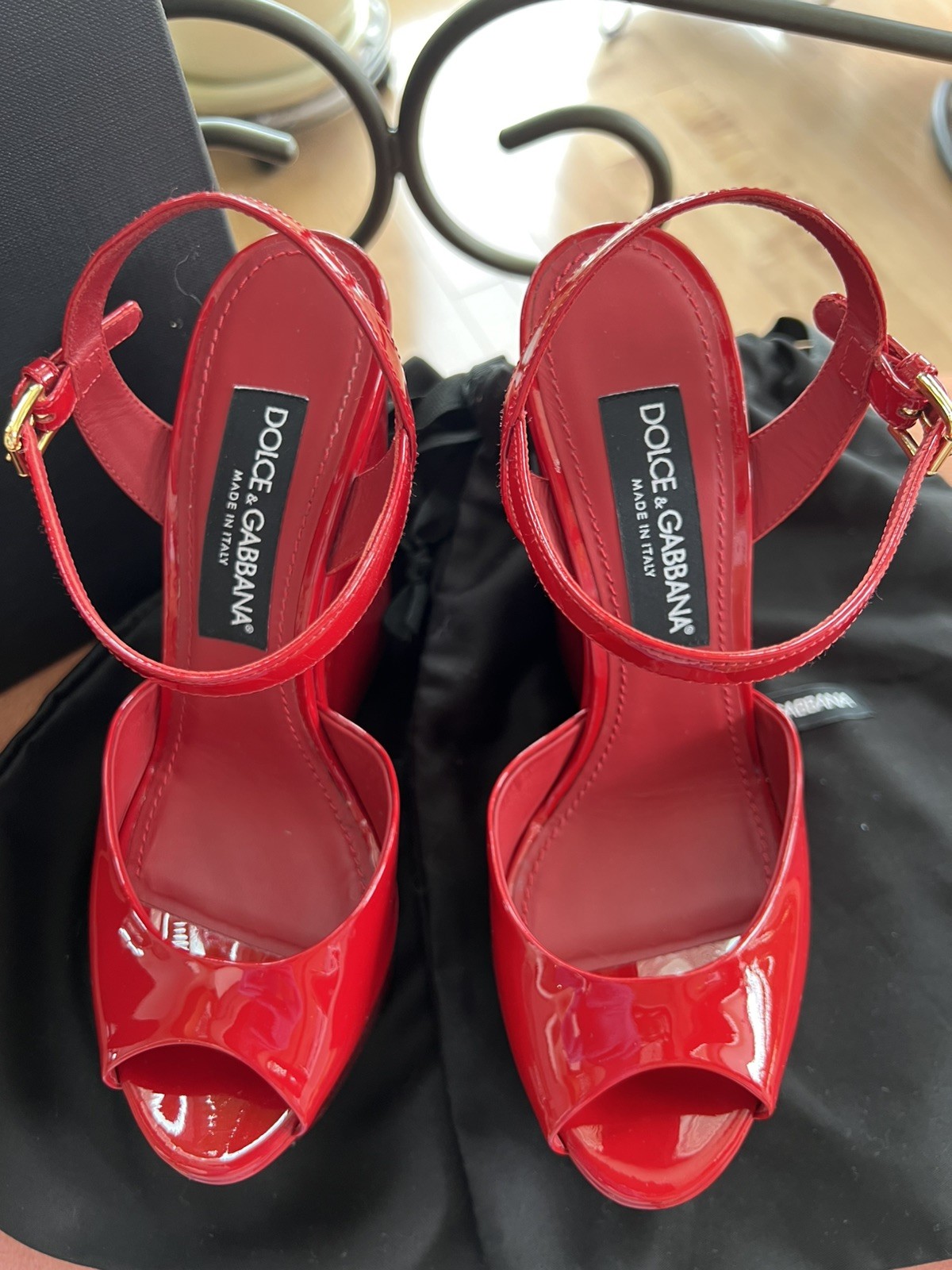 Dolce And Gabbana 💎AUTHENTIC! Dolce & Gabbana Red Bianca 105 Patent Leather