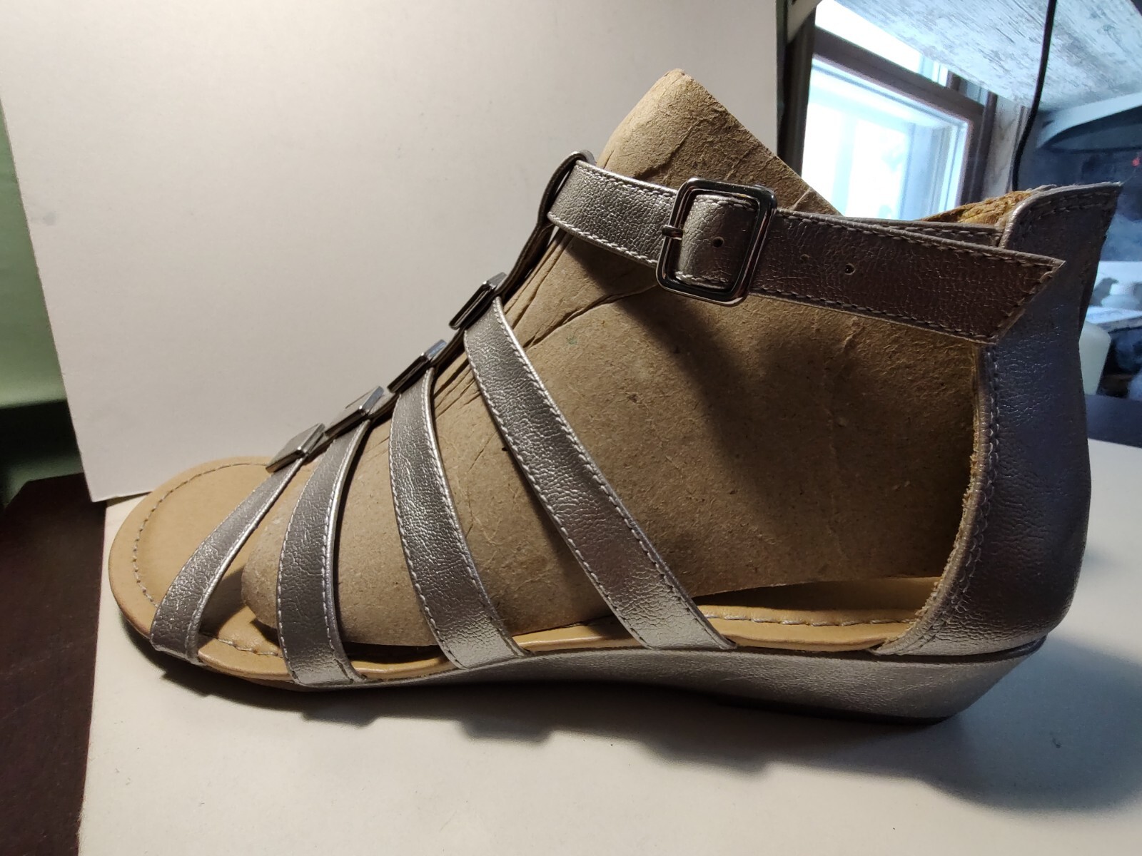 Croft and Barrow Light Bronze Gladiator Sandals. Low Wedge. 10M.