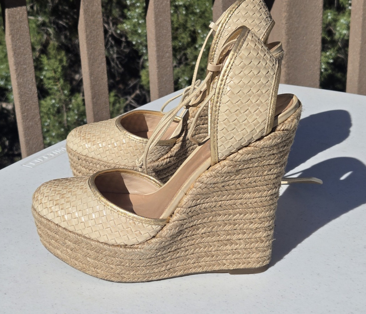 SCHUTZ Shoes Women’s Espadrille Platform Wedge Sandals 6 inch Heels Size US 9