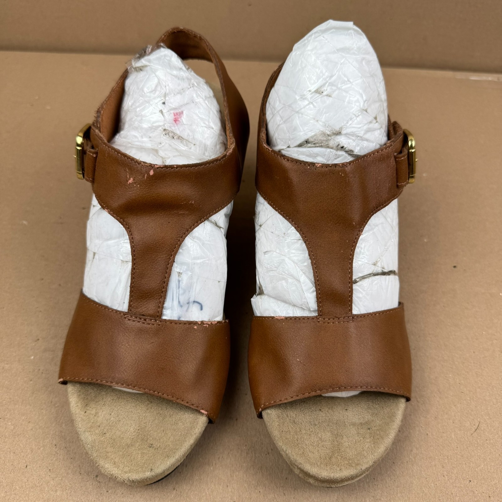 Comfort Plus by Predictions Women’s Brown Wedge Sandals Size 6.5