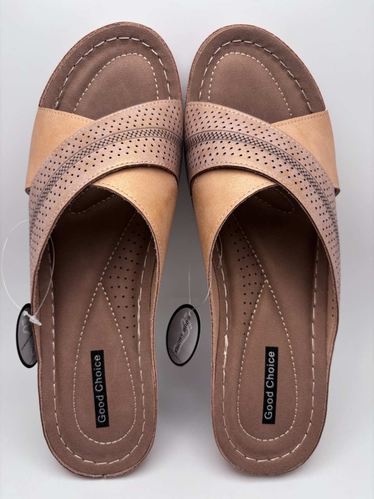 NEW Good Choice GC Hayden Wedge Sandals In Cognac Size 9.5 New