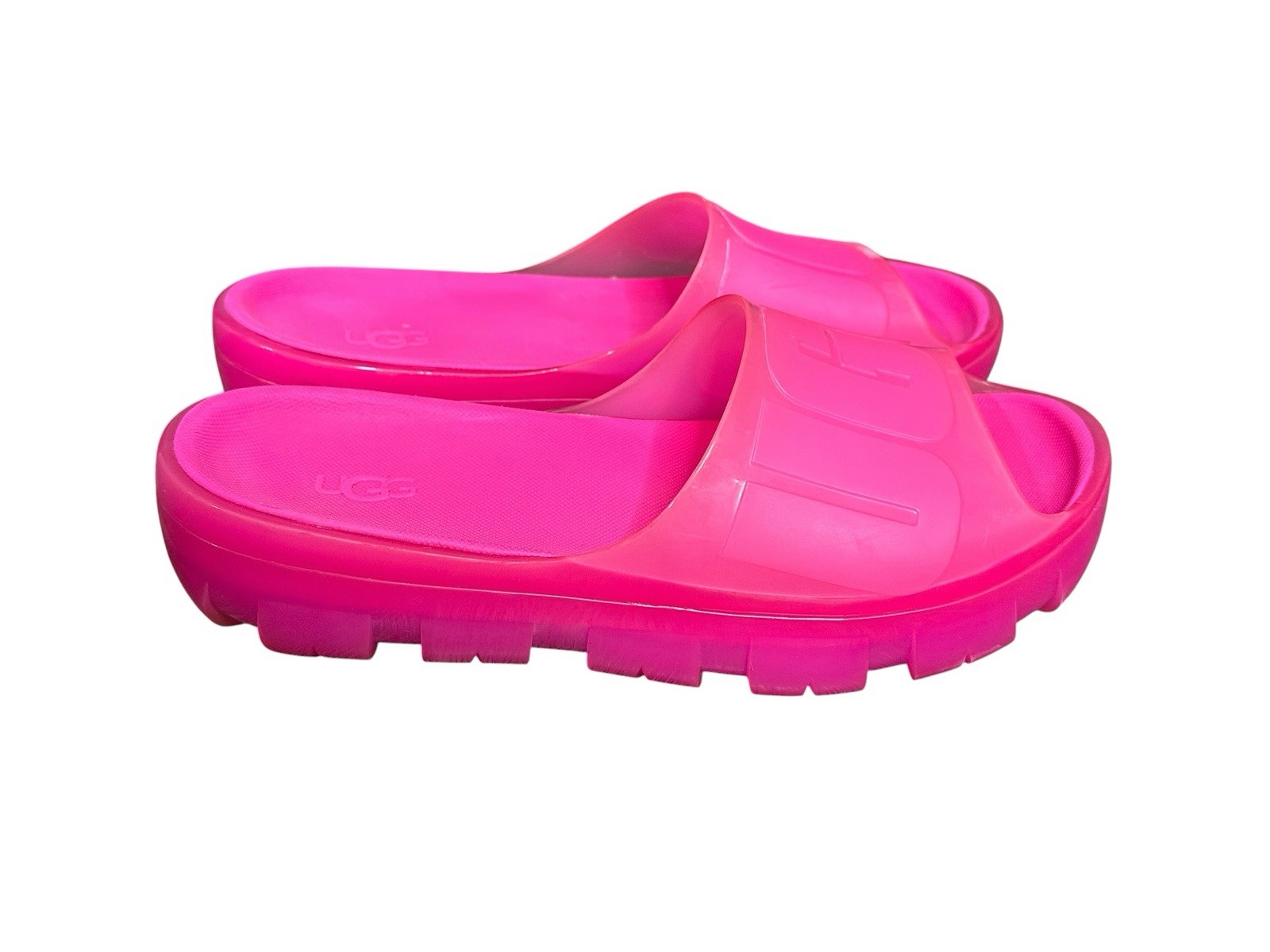 UGG Women’s Jella Clear Slides Dragon Fruit Hot Pink Jelly Platform Sz 9.5