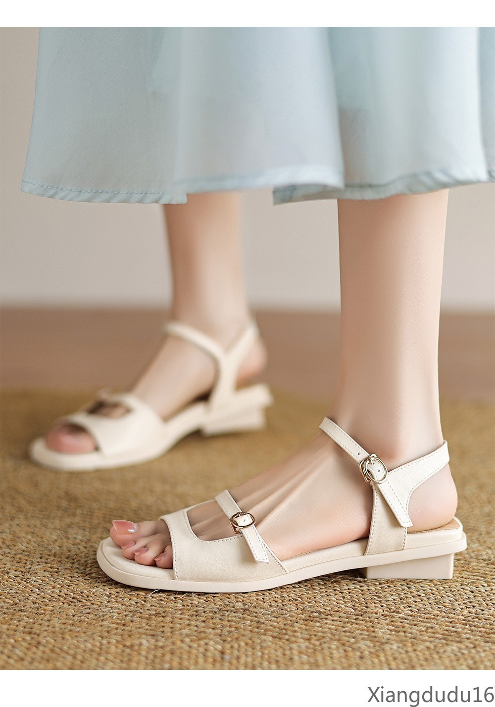 Women’s Open Toe low heel Sandals Ankle Strap Buckle Casual Dress Shoes