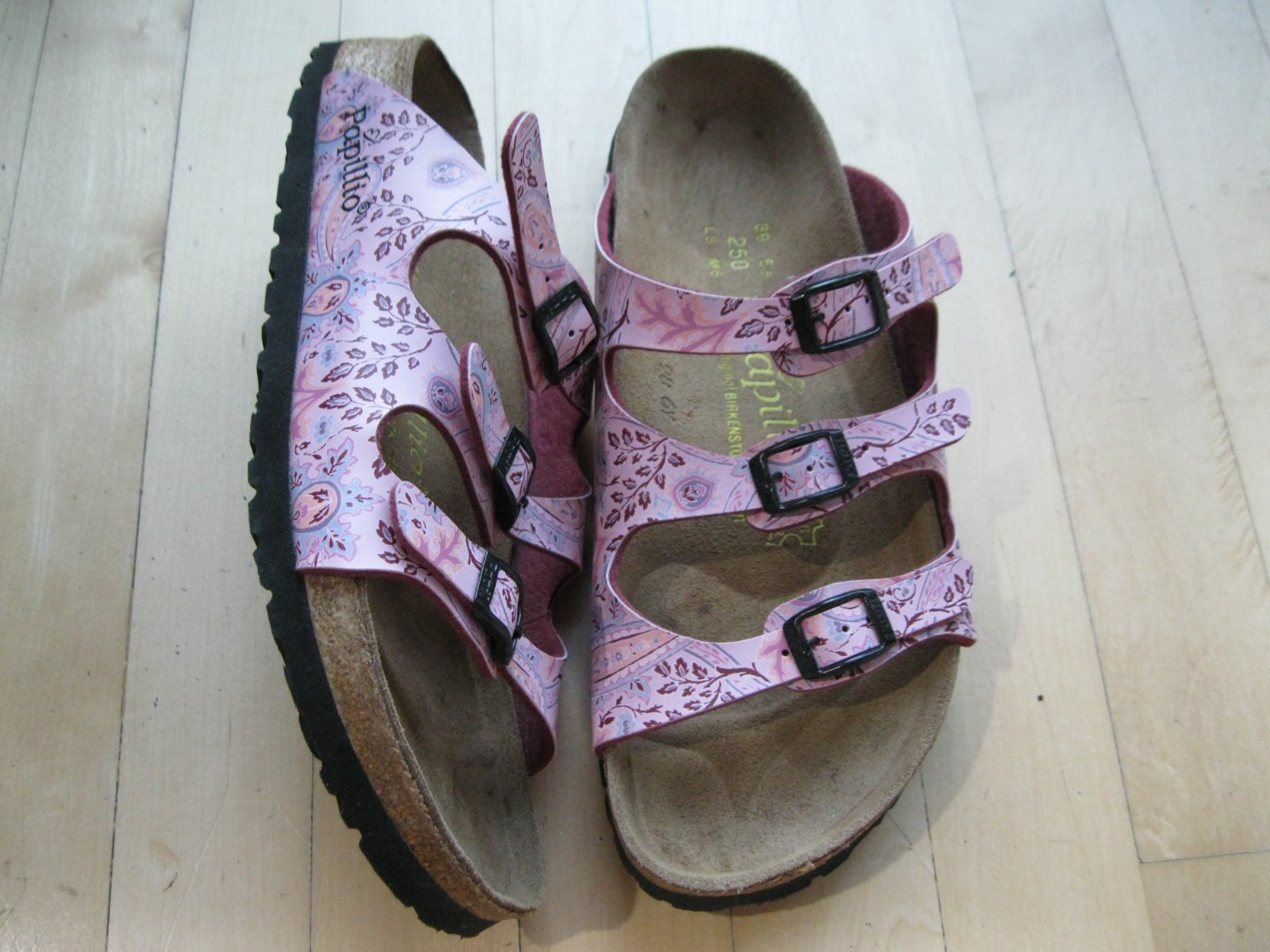 Birkenstock Papillio Slip On Open Toe Sandal Pink Paisley Floral Men 6 Women 8
