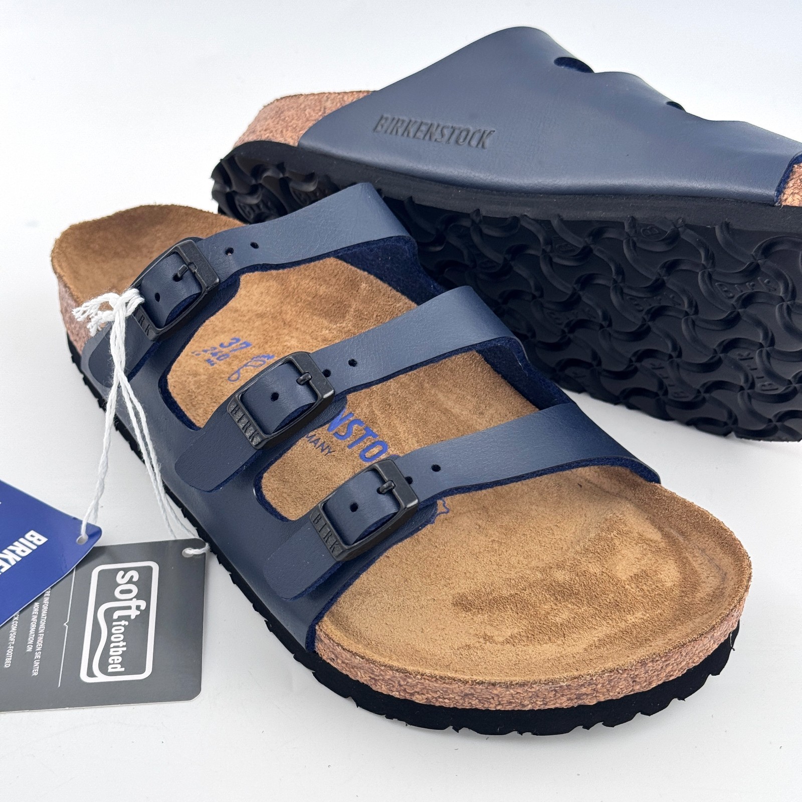 Birkenstock Florida Birko-Flor Soft Footbed Women’s Wide Sandals Blue/Black