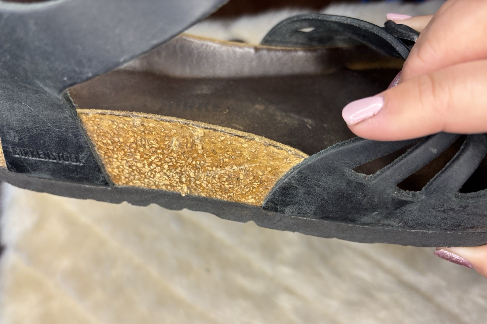 Birkenstock Women’s Size 8-8.5/39 Black Strappy Leather Soft Footbed Sandals