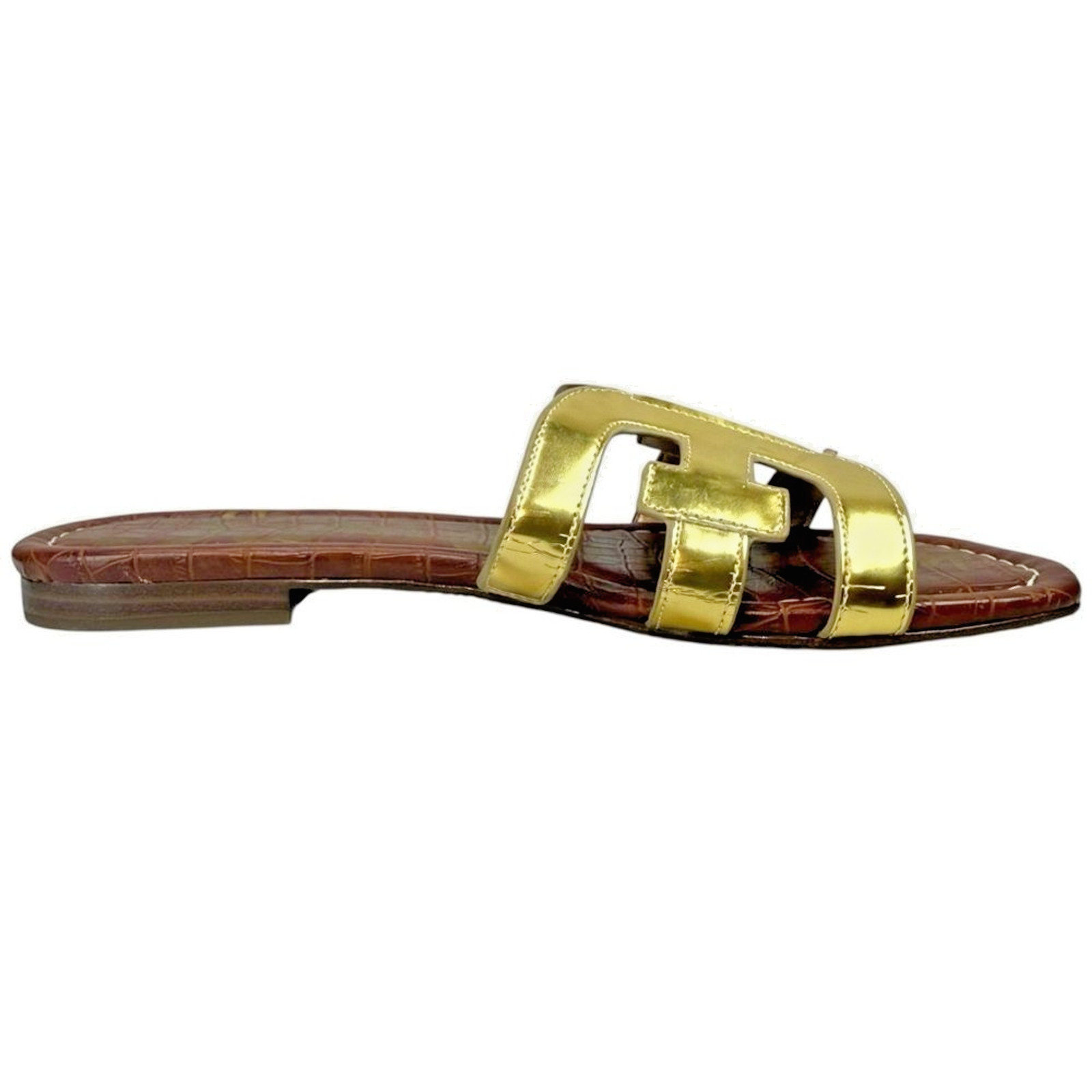 Sam Edelman Bay Leather Slide Sandals Gold Tan Size Womens Size 7 Coastal Resort