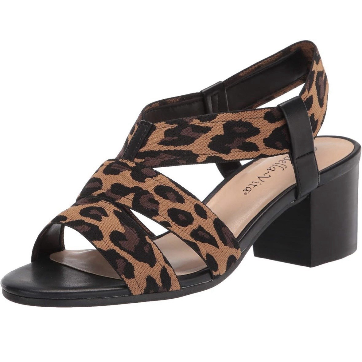 Bella-Vita Women’s Leopard Print Strappy Block Heel Slip-On Sandals US 6.5 W NIB