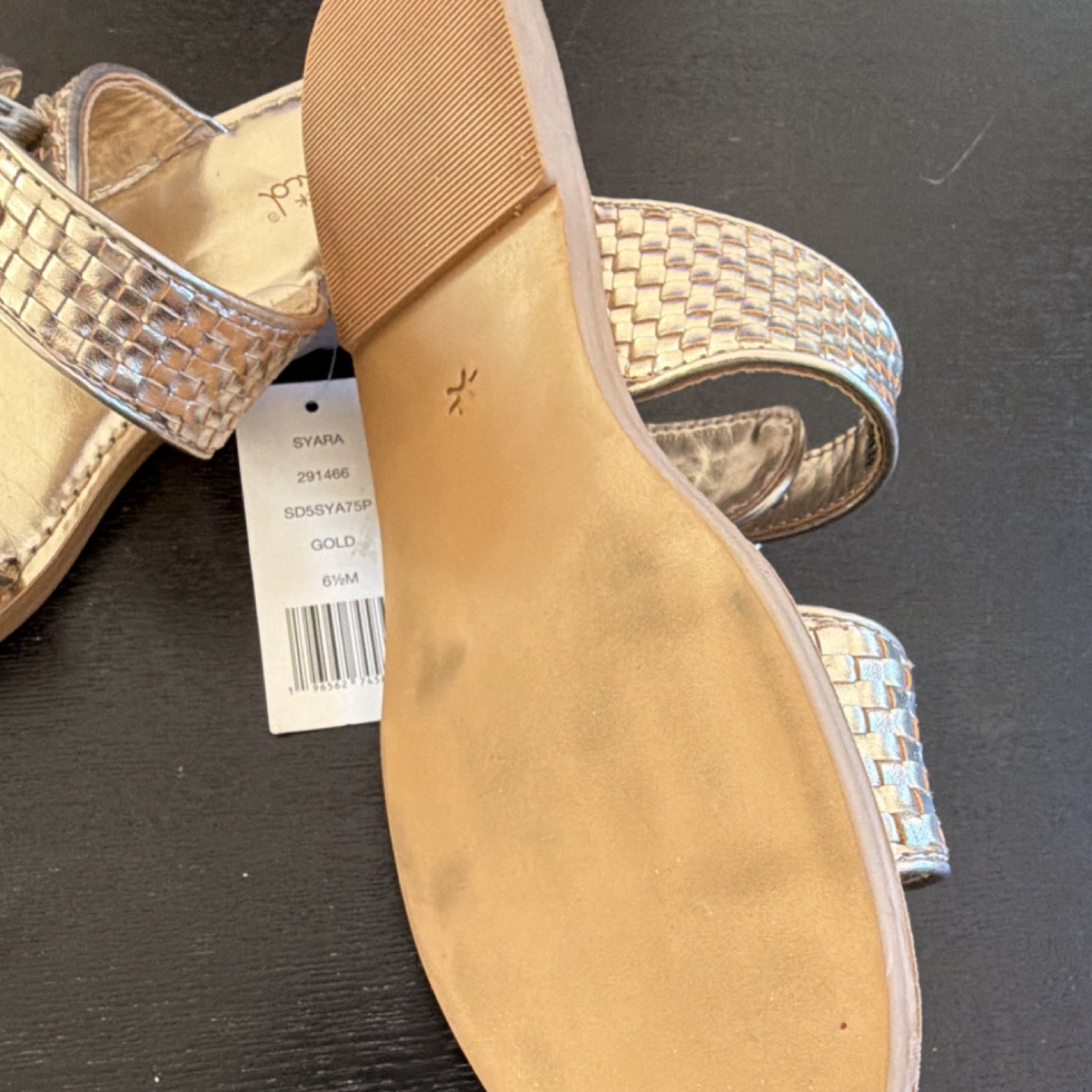 Splendid Gold Woven Buckle Slide Sandals Women’s US 6.5 M Casual Travel