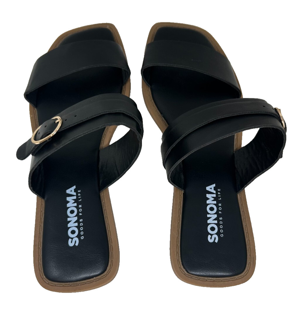 Sonoma Women’s Vellma Slip On Comfort Dress Sandals Black/Brown Size:8.5 161G