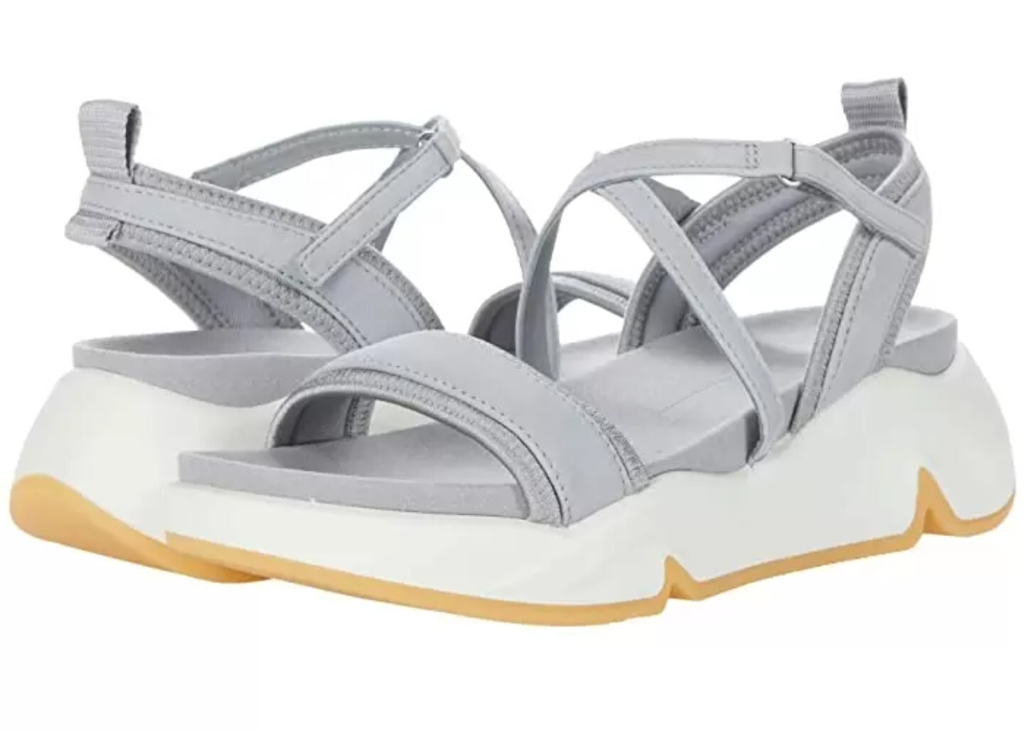 ECCO Chunky Wedge Sandal in Silver Grey Nubuck Leather 1129 EU 41, US 10-10.5