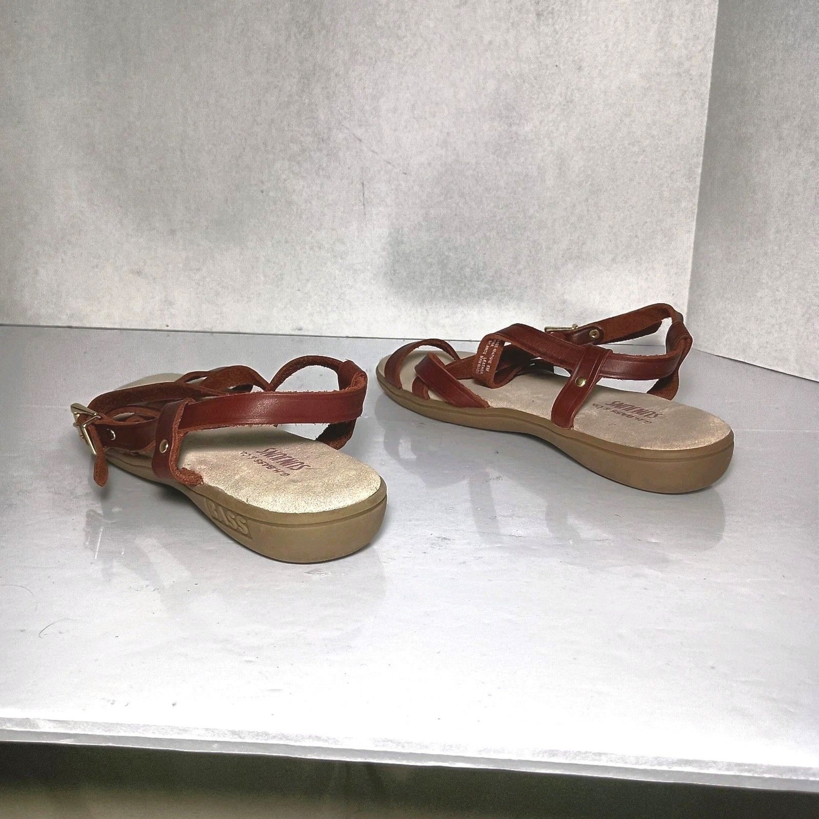 Sz 8M GH Bass SUNJUNS SHARON Flat Strappy Thong Sandals BURGUNDY-BROWN FLIPFLOPS