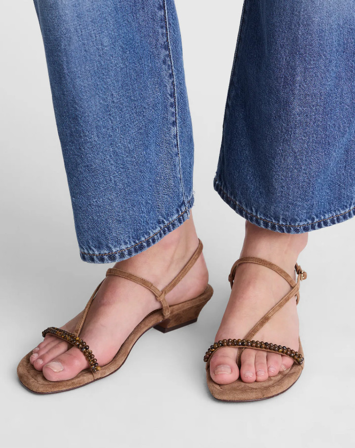 MADEWELL The Maycie Asymmetric T-Strap Sandal – Aged Cognac, Medium