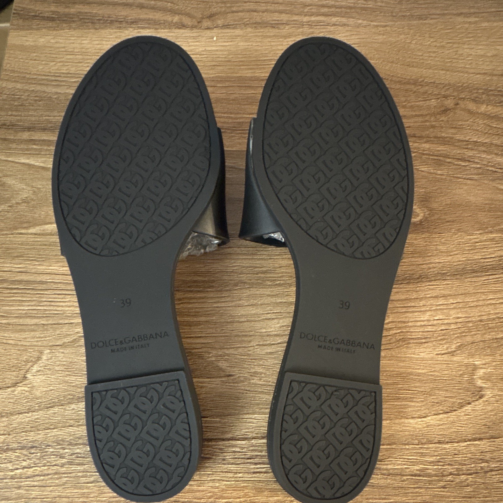 Dolce & Gabbana Women’s Black Logo Slide Sandals Rubber Slip-On Size 9