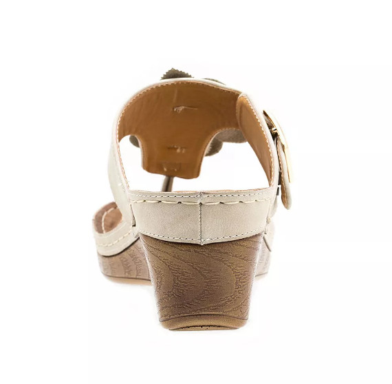 Good Choice Womens FLORA Split Toe Casual Wedged Sandals 10 NWB Beige