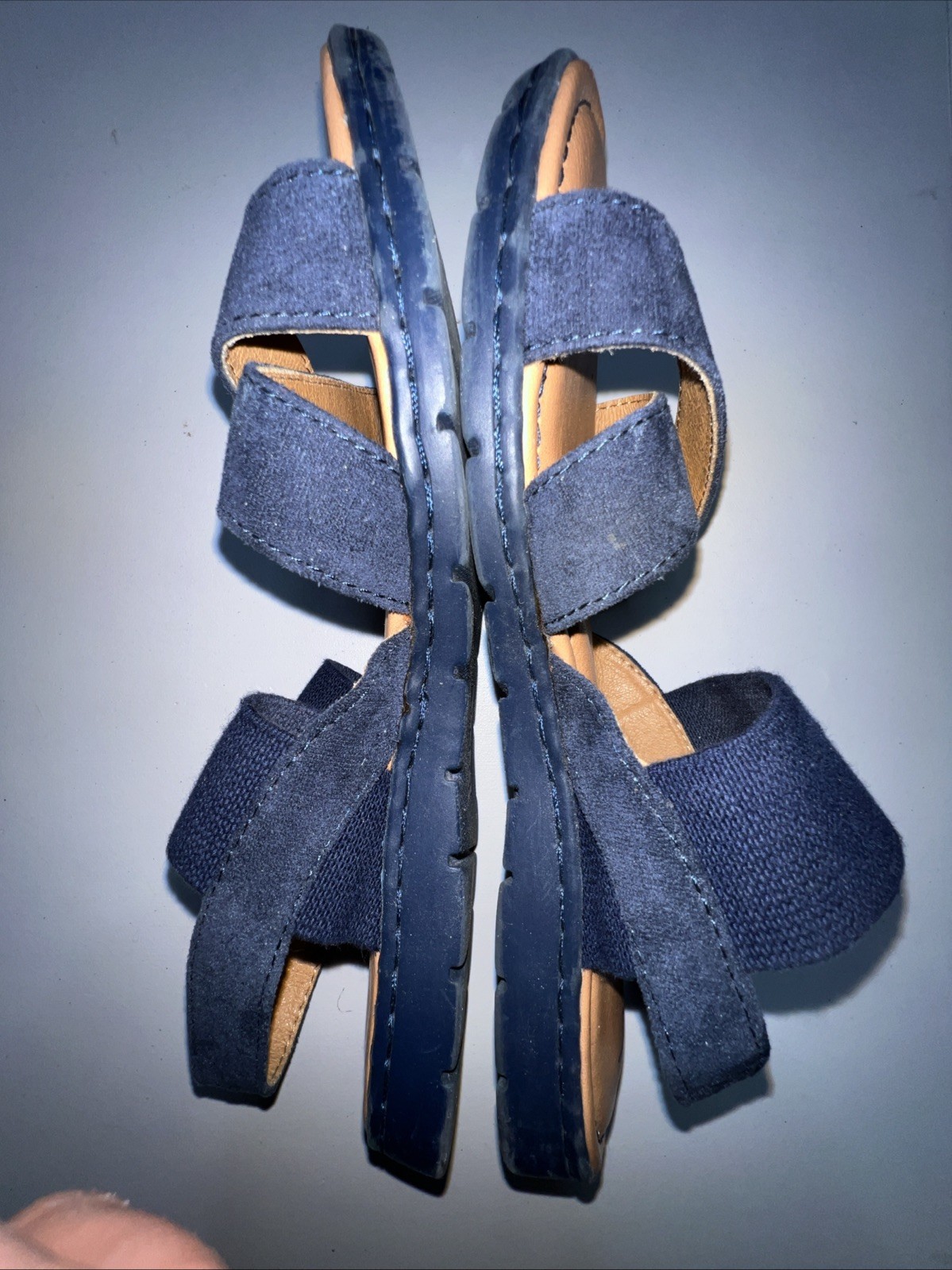 B.O.C Caty Sandal Women’s Size 7 M Navy Blue Suede Fabric Boho Summer Stretch