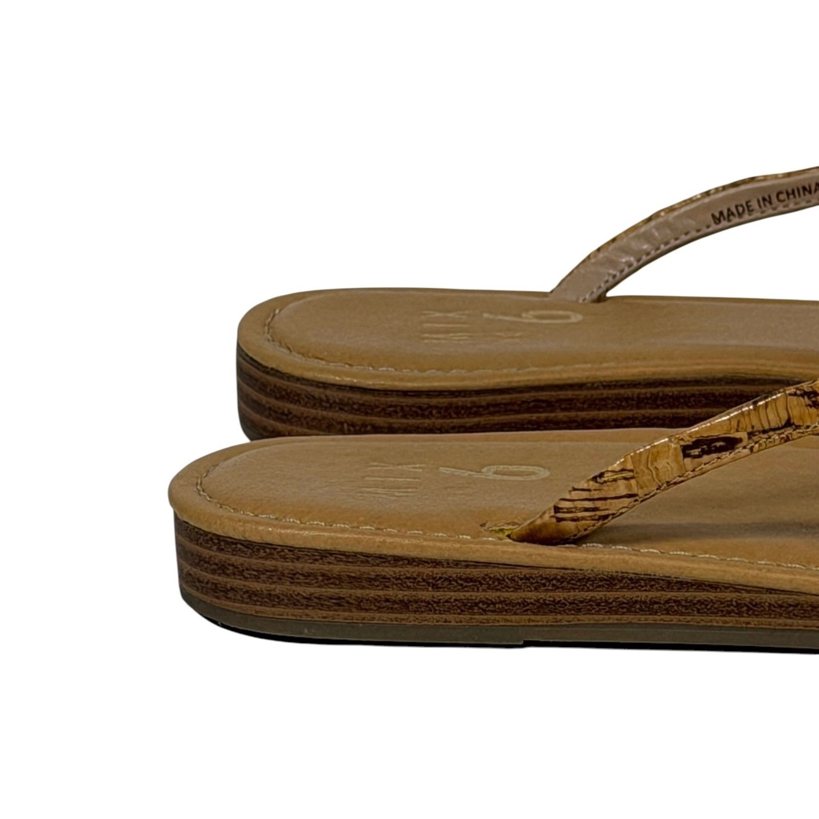Mix No. 6 Women’s Tan Clear Cork Print Thong Square Toe Flat Sandals Size 9M