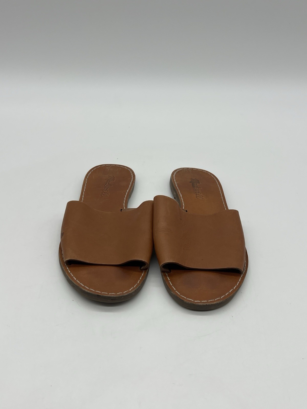 Madewell The Boardwalk Post Womens Size 6M Brown Leather Flat Slide Sandal Shoes