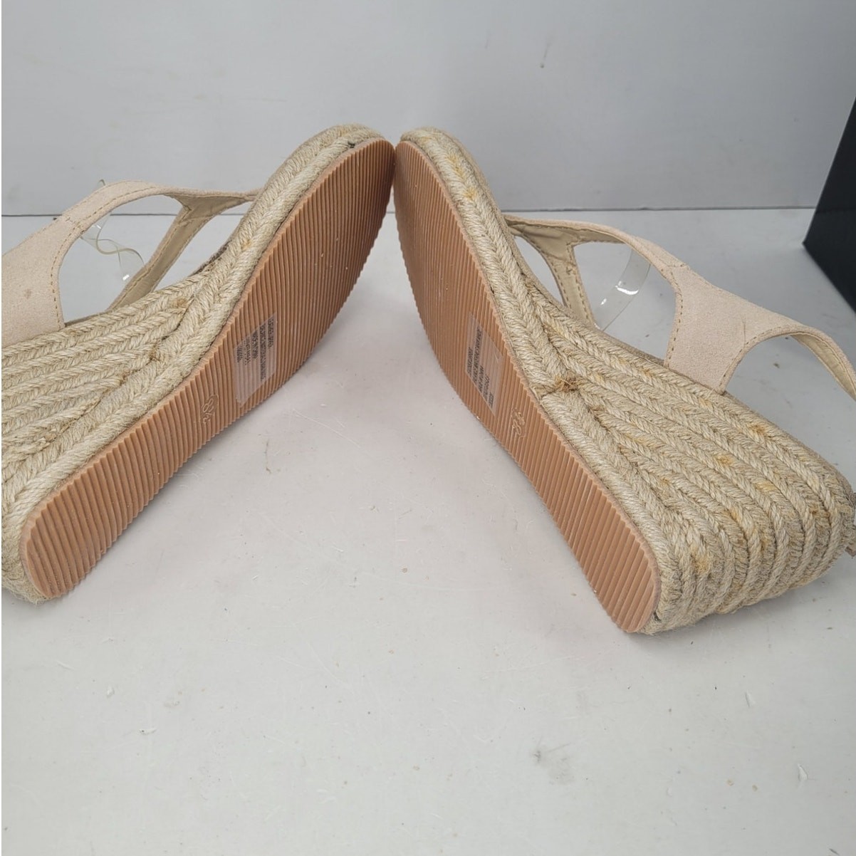 Colin Stuart Off White Slingback Espadrille Wedge Sandals Jute Rope Heel Shoes