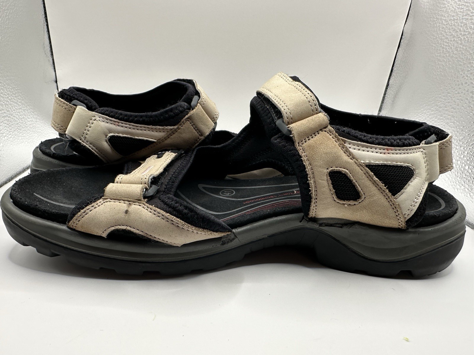 ECCO Women’s Yucatan Sport Sandals EU 41 US 10/10.5 Tan Light Beige Leather EUC