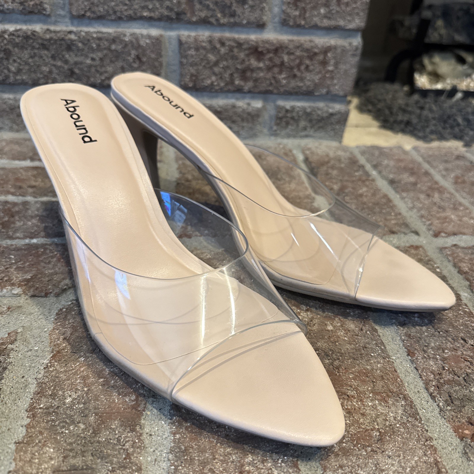 Abound Alana Block Heel Slide Sandals Open Toe Women’s Clear BeigeCream Size 10M