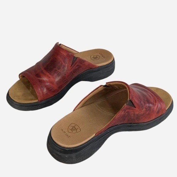 Ariat Bridgeport Burgundy Leather Slide Sandal 7.5