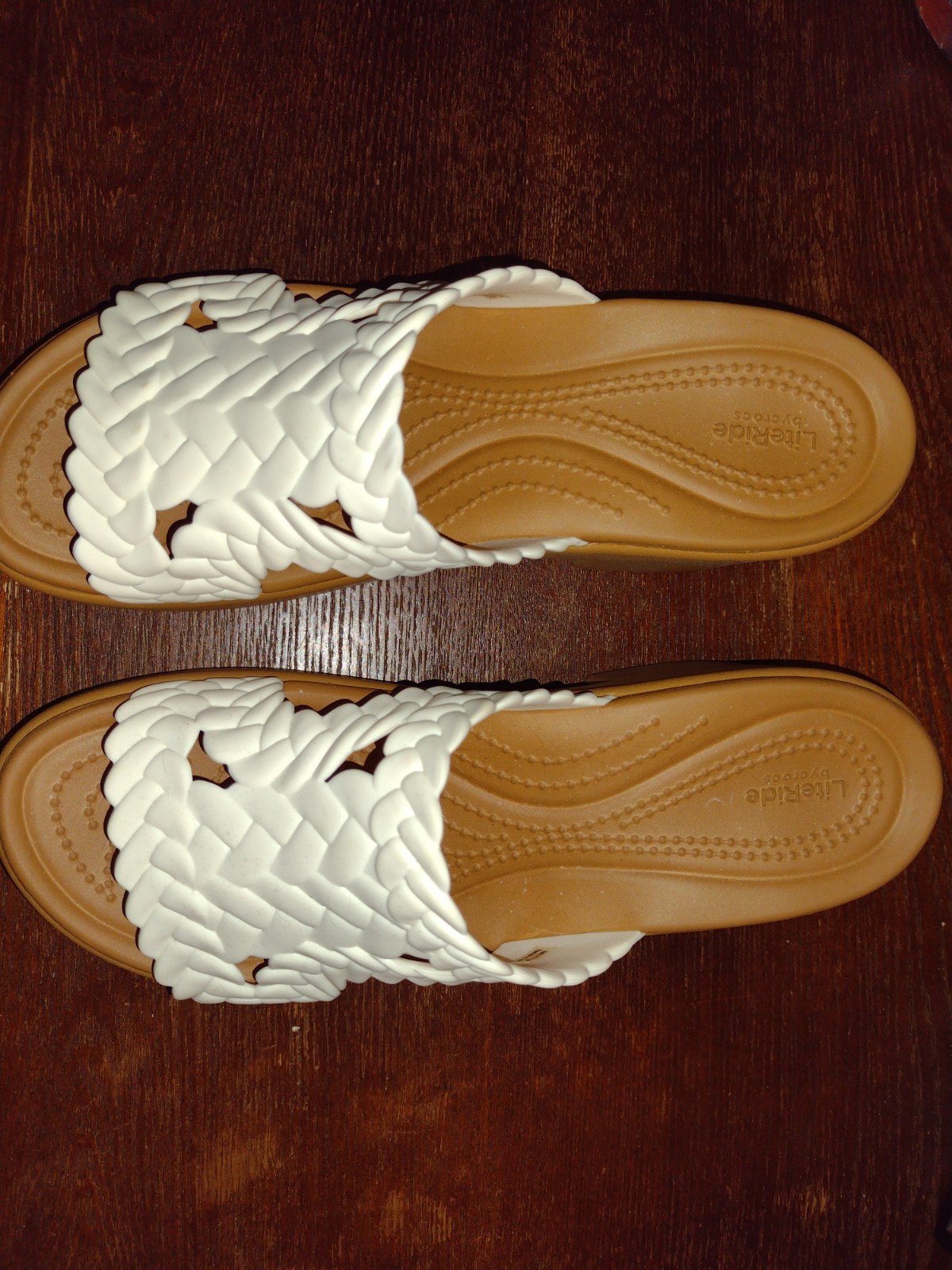 Crocs Brooklyn Woven Slide Heel Sandals White Chalk W10 LiteRide Comfort