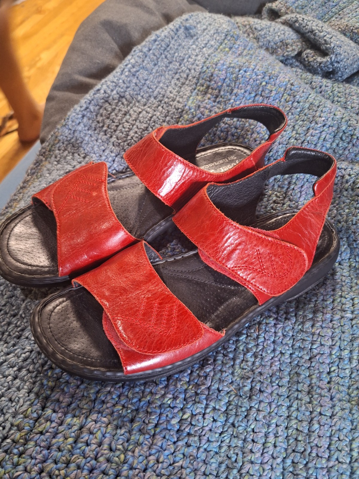 Josef Seibel Red Leather Comfort Sandals Women’s EU 42 US 11 Debra 19