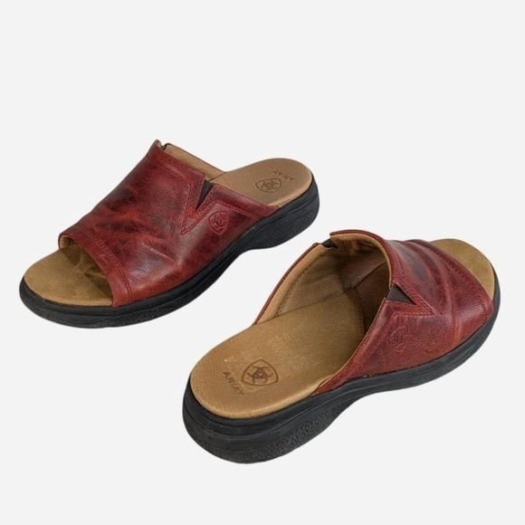 Ariat Bridgeport Burgundy Leather Slide Sandal 7.5