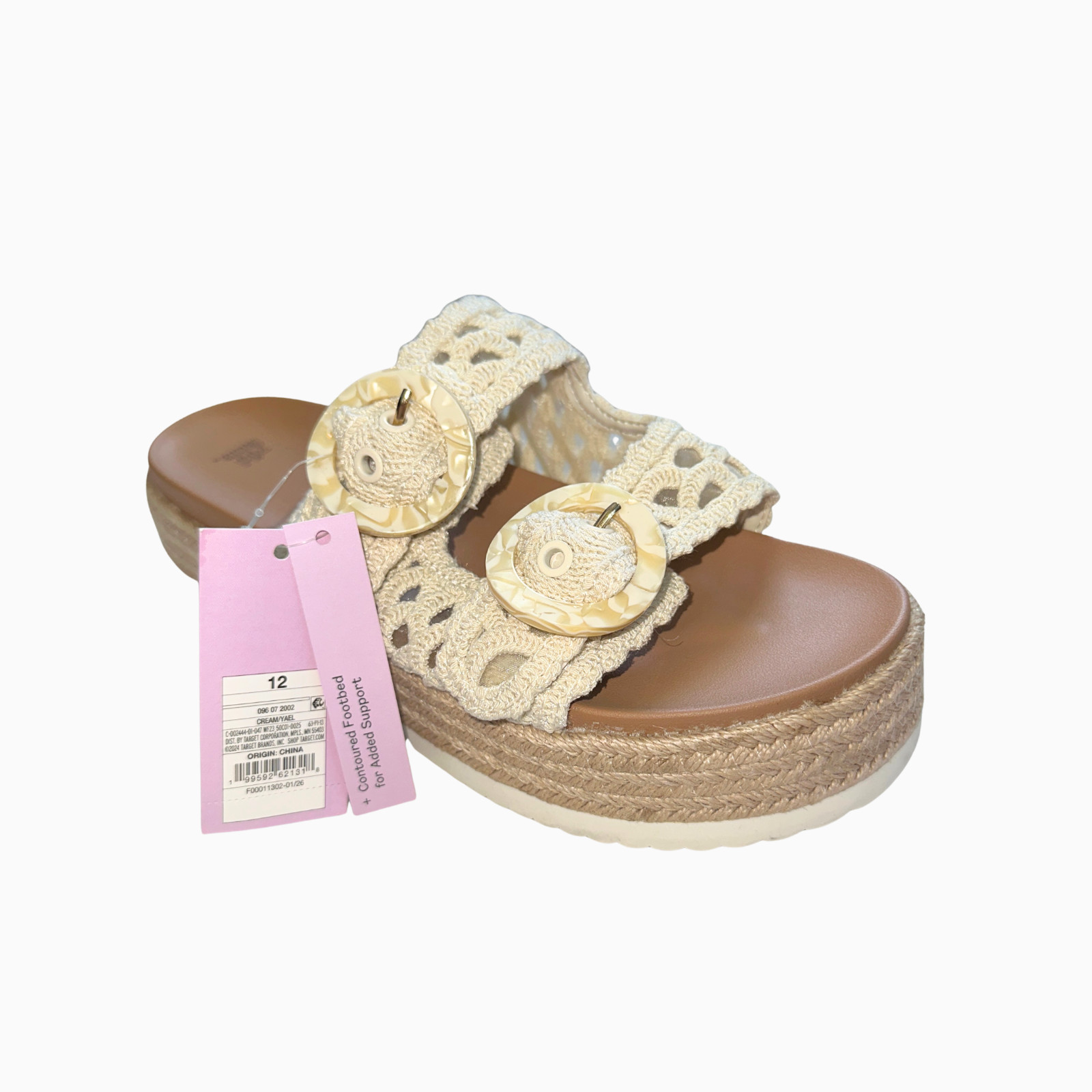 Wild Fable Crochet Rope Wrapped Platform Sandal Marbled Buckle NWT 12