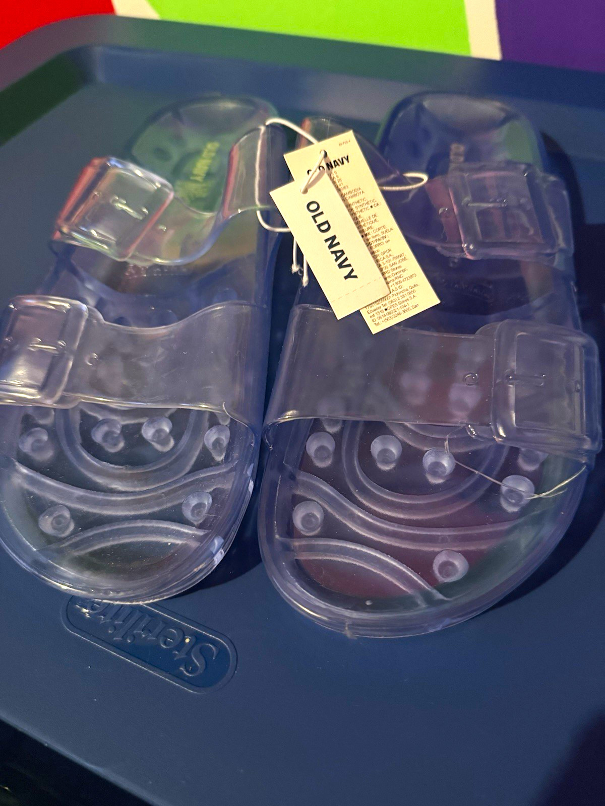 Old Navy Women’s Clear PVC Jelly Shoes Slide Sandals Buckle Straps Solid US 9