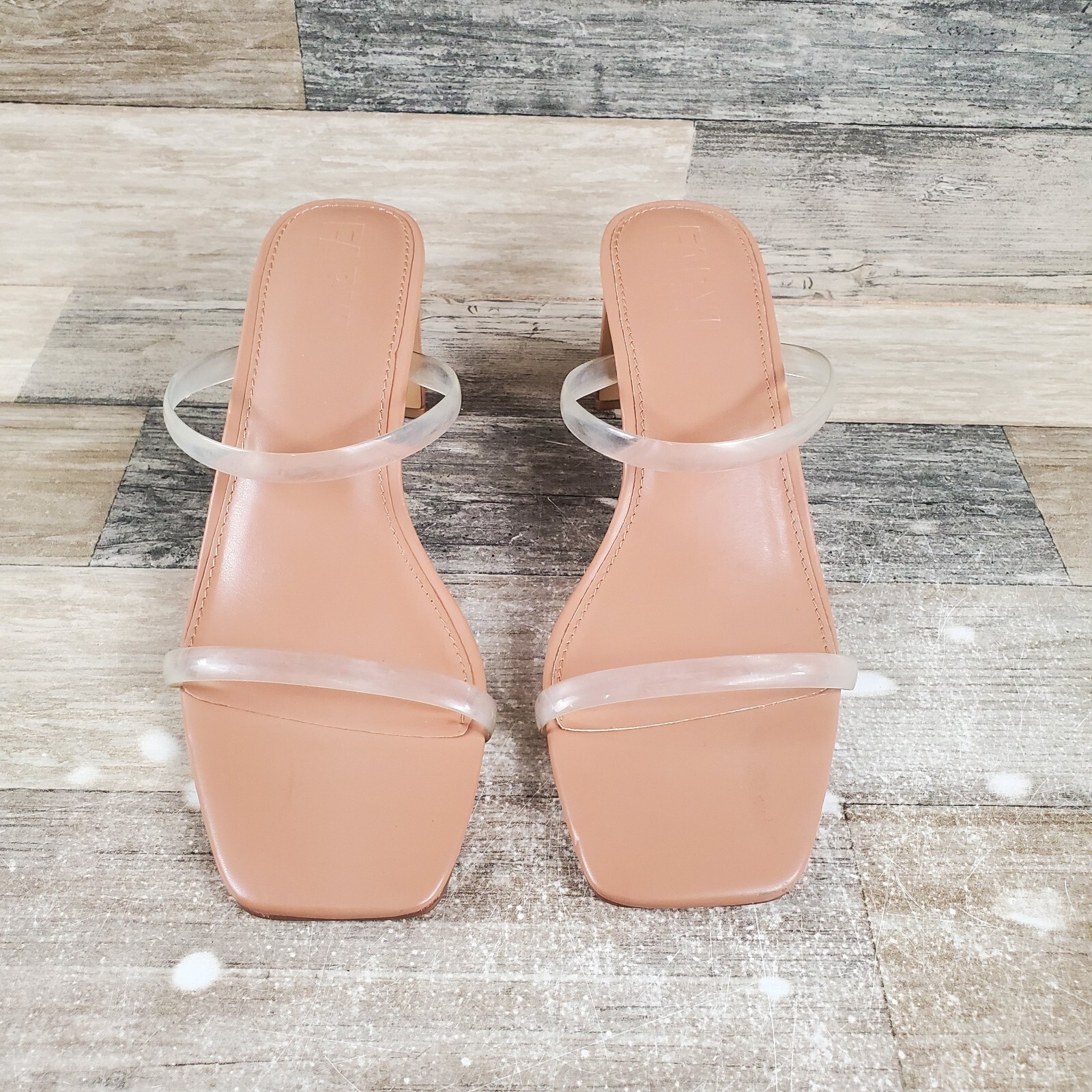 Faryl by Farylrobin Analisa Womens Sandal Sz 8 Clear Open Toe Slip-On Block Heel