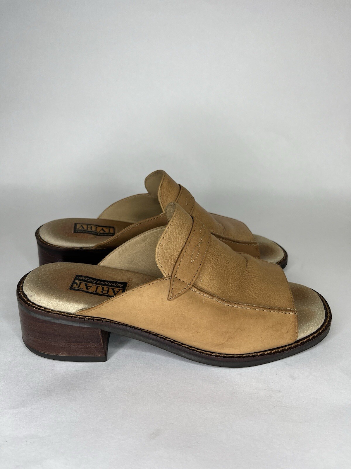 Ariat Shoes Sandals Slides Heels Women Size 7 Brown Leather Comfort Heels