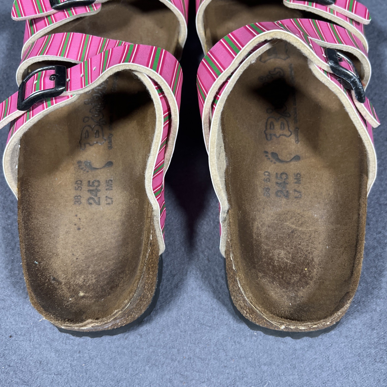Birkenstock Birkis Sandals Womens 38 (7-7.5) Multicolor Pink Green Birks Comfort
