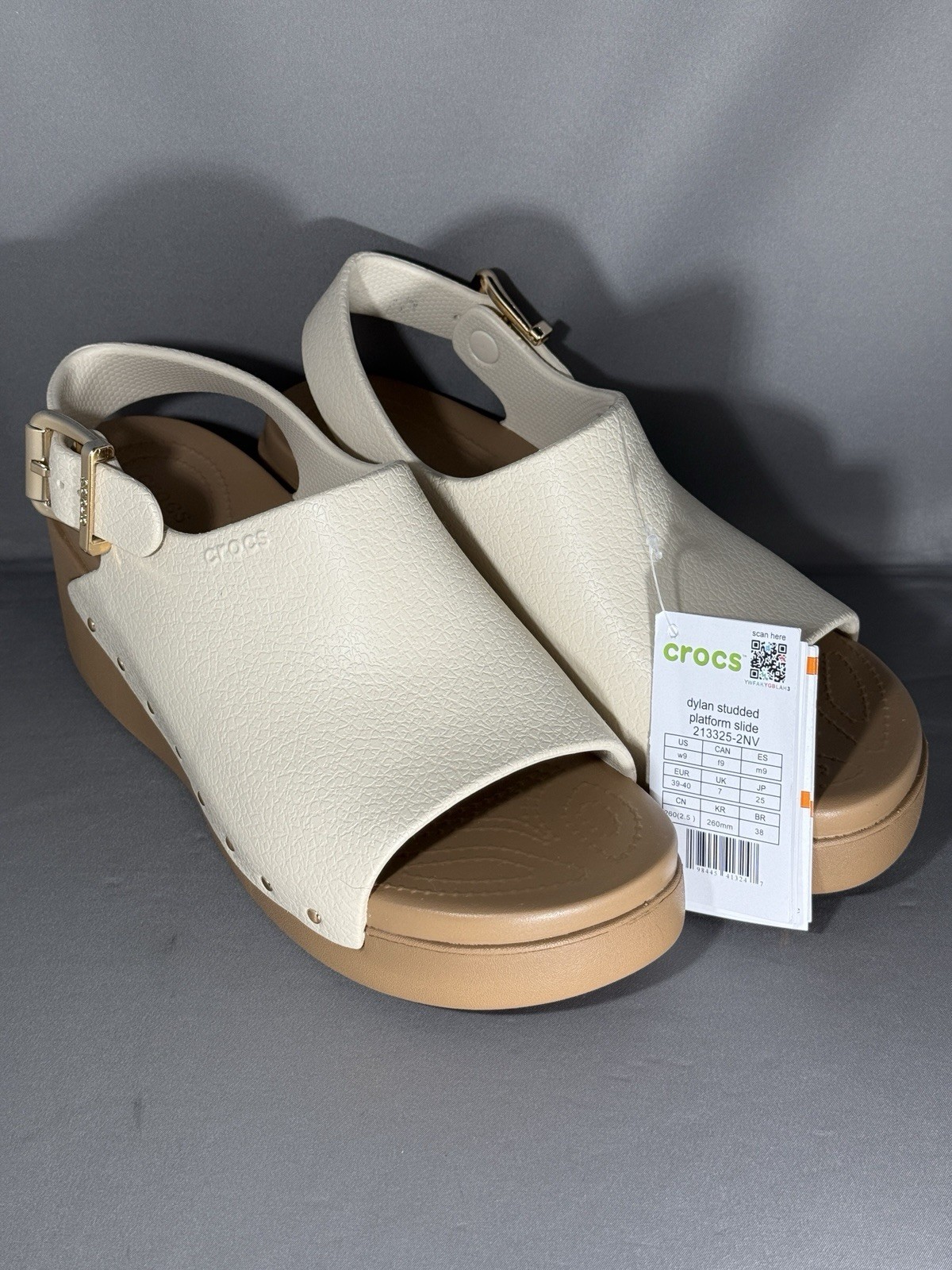 CROCS Dylan Platform Slide Sandals Multi Women’s Size 9 Beige New With Tags