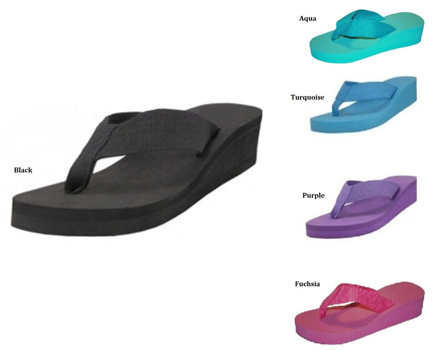 Womens Flip Flop Fashion Color Open Toes Platform Wedge Sandals 5 6 7 8 9 10 11