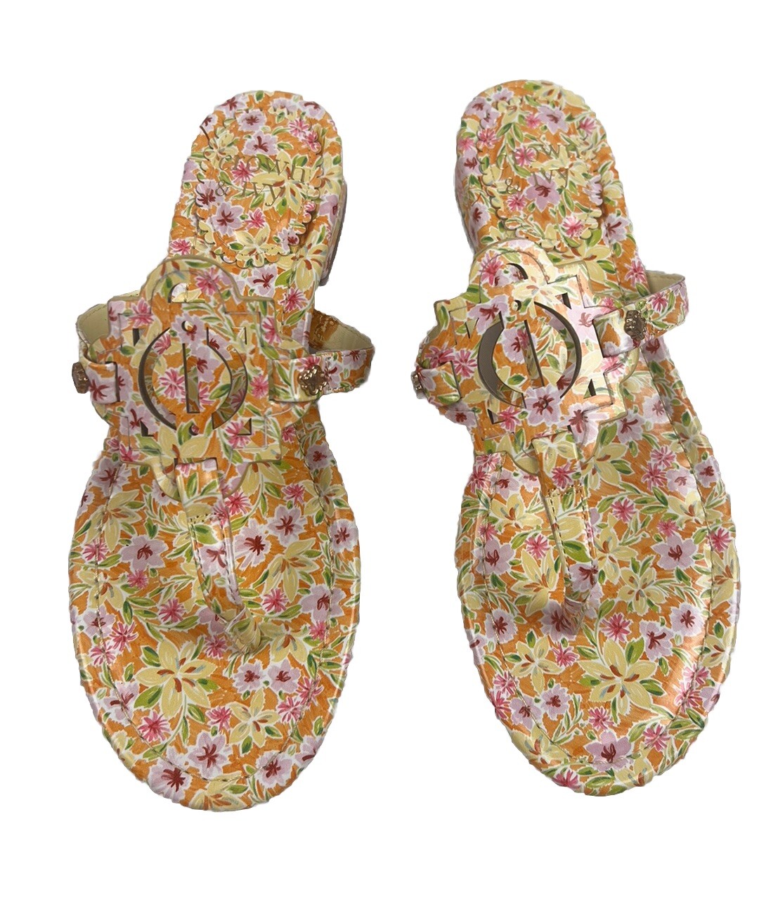 Crown & Ivy Wylie Size 6 Medium Yellow Floral Multicolored Sandals Women’s Shoes