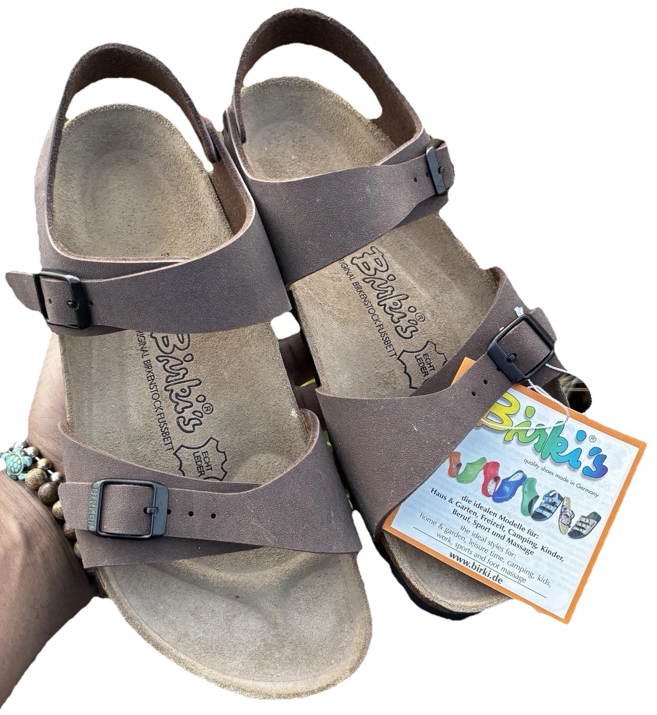 Birki’s Birkenstock Fussbett 250 Unisex W 8-8.5 Brown Two Strap Sandals New