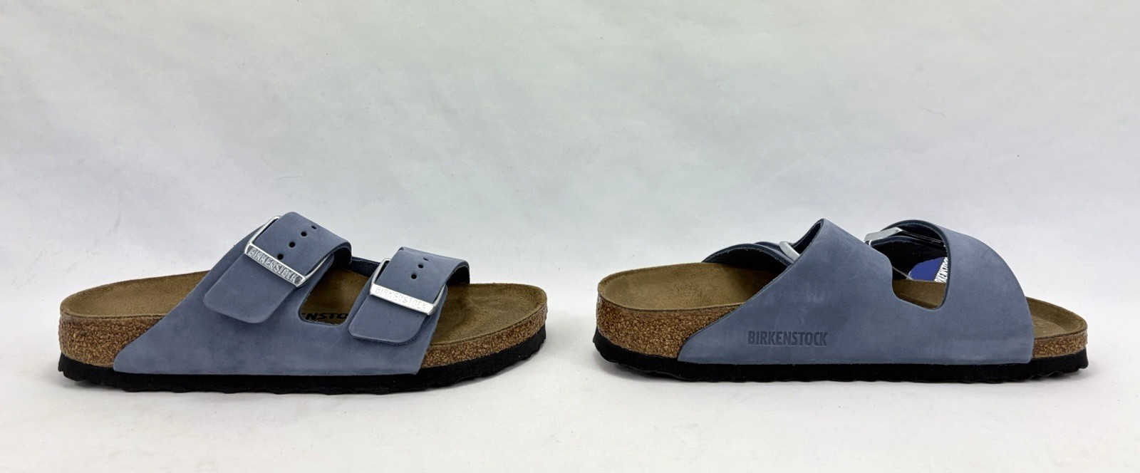 Birkenstock Arizona BS Nubuck Leather Sandal Shoes Stone Blue Women 7/Men 5 NIB