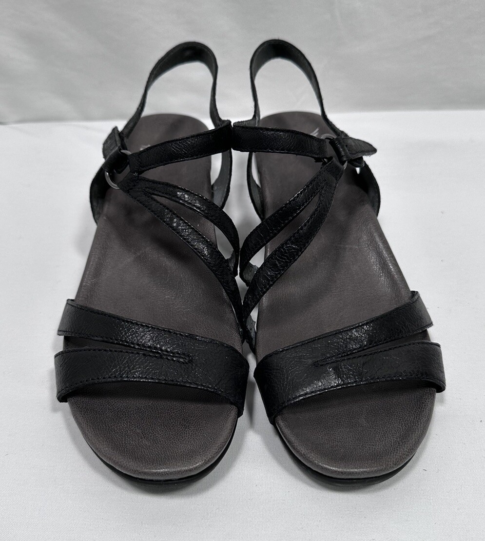 Dansko Women Shoes Sandals Wedges EU 41/ US 10-10.5 Strappy Leather Black $175