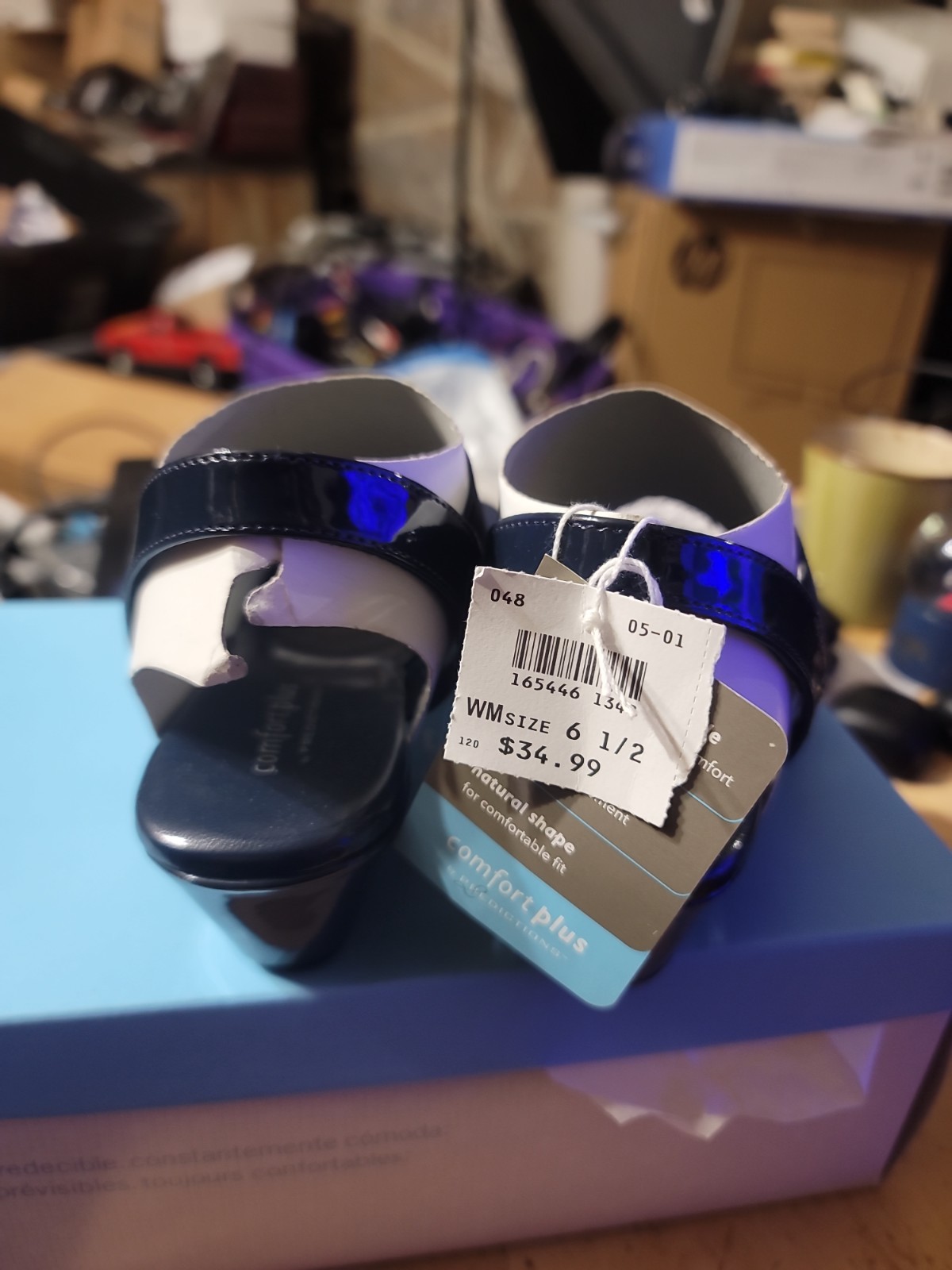 Comfort Plus by Predictions Margo Navy Elastic Strap Sandals Women’s Size 6.5